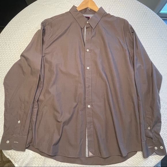 UNTUCKIt Classic Gray Cotton Shirt with Diamond Print Trim - XX Large Slim Fit - Picture 3 of 5